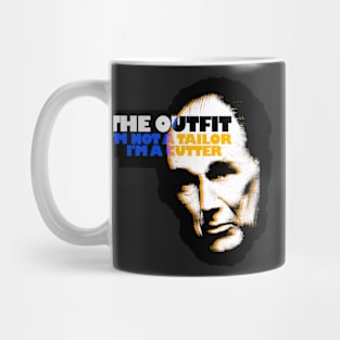 the outfit movie 2022 scissors and British gangster film graphic design Mug